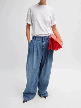 Tibi NWOT Blue Flare Wide Leg Jeans